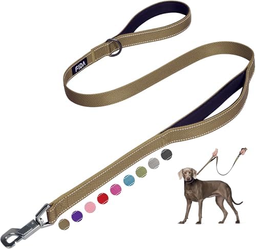 Fida Heavy Duty Dog Leash for Medium Large Dogs, 4 FT, Dual Padded Handles by Fida