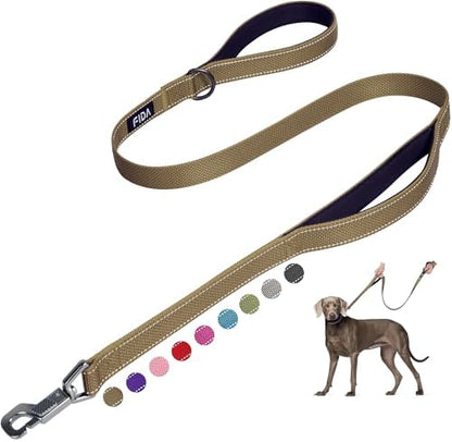 Fida Heavy Duty Dog Leash for Medium Large Dogs, 4 FT, Dual Padded Handles by Fida