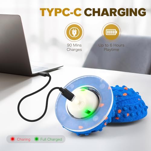 Interactive Dog Toys Ball, Self-Rolling & Bouncing Ball with RGB Colorful Lights to Keep Them Busy, 3-in-1 Interactive Mode, E-TPU Material, Type-C Charging, Moving Dog Toy for Dogs Puppies (Blue) - Image 6