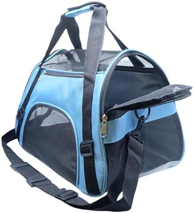ZaneSun Cat Carrier,Soft-Sided Pet Travel Carrier for Cats,Dogs Puppy Comfort Portable Foldable Pet Bag Airline Approved (Medium-Blue) by ZaneSun