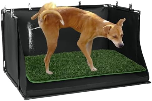 MABOZOO Dog Pee Pad Holder with Artificial Grass, 33.8 * 24 * 17.7 in Foldable Indoor Dog Potty Tray with Hemmed Edge, No Spill Pee Pad Holder Tray Puppy Litter Box for Dogs by MABOZOO