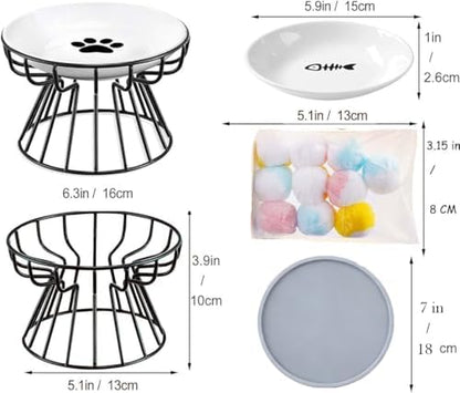 Elevated Cat Bowls Stand, 2 Pieces, Black - Image 5