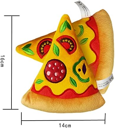 Glow Pups Pizza Slice Dog Toy, Squeaky Plush Toys for Small and Medium Dogs, Easy to Clean, Promotes Mental Stimulation, Interactive Playtime, Dog Pizza Toy - Peach (2 Pack)