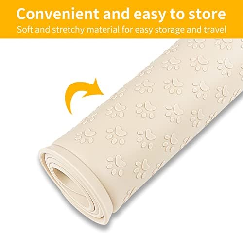 2 Pack Silicone Pet Placemat for Dog and Cat, Waterproof Non-Slip Pet Feeding Bowl Mats for Food and Water, Small Medium Large Tray Mat Prevent Residues from Spilling to Floor, Beige, 18" 12" - Image 5