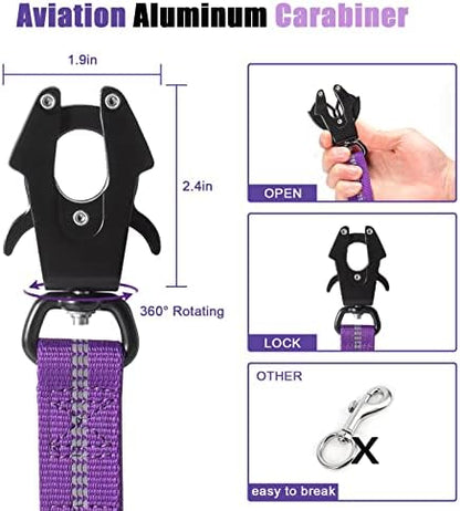 Raipult Tactical Shock Absorbing Bungee Dog Leash Heavy Duty, 4-6ft, Purple - Image 2
