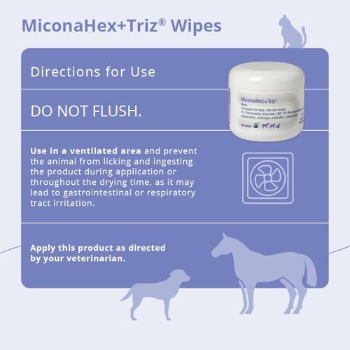 MiconaHex+Triz Wipes,2.25" round for Dogs,Cats and Horses,jar,50 Count (Pack of 2) - Image 3
