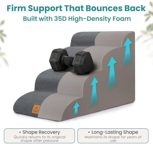 Dog Steps for Bed, 4-Step Dog Stairs for Small Dogs and Cats, 17.7" H - Image 6