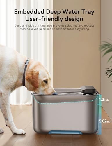 FEELNEEDY 3 Gal Stainless Steel Dog Water Fountain for Large Dog, Pet Water Fountain, Dog Water Bowl Dispenser with Water Level Window, Super Quiet for S-L Dogs and Multi-Pet - Image 4