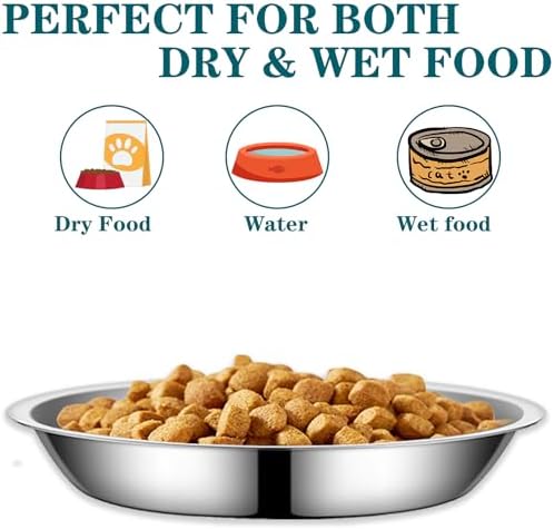 4Packs Cat-Bowls Cat Food Bowl - 6.1 Inch Stainless Steel Cats Feed Bowl for Indoor Cats Shallow and Wide Wet Food Plate Pet Feeding Whisker Fatigue Relief Pet Plate for Kitten Puppy (Type-B) - Image 3