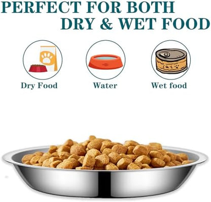4Packs Cat-Bowls Cat Food Bowl - 6.1 Inch Stainless Steel Cats Feed Bowl for Indoor Cats Shallow and Wide Wet Food Plate Pet Feeding Whisker Fatigue Relief Pet Plate for Kitten Puppy (Type-B) - Image 3