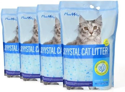 Made4Pets Cat Litter Crystals,Non Clumping Litter 17.2 lbs(4 x 4.3lb Packs) by Made4Pets