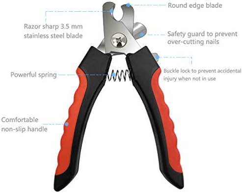 Pet Nail Clippers and Trimmers Set Safety Guard to Avoid Over Cutting Razor Sharp Blades Grooming Tool for All Small Large Dog Cat Red - Image 2