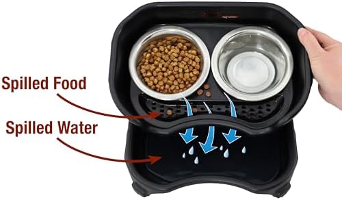 Neater Feeder Express Mess Proof Dog Bowls Elevated for Small Breed – Made in USA – No Spill Raised Slow Feeder Elevated Dog Bowl Stand, Stainless Steel Food and Water Bowl Set, Black - Image 3