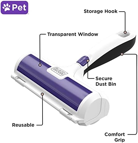 BLACK+DECKER Pet Hair Remover, Roller, Remove Dog Hair and Cat Hair Easily (HMSCT0001) - Image 2