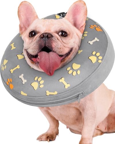 Inflatable Dog Pillow Cone Collar After Surgery, Donut Soft Neck Cone for Pug Dachshund Medium Dogs, etc, Recovery E Collar to Stop Licking Paw by Didopet
