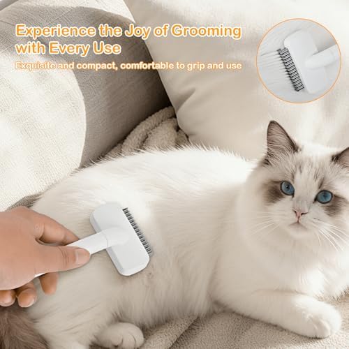 Cat Brush cat grooming supplies Gently Removes Loose Undercoat Mats, Tangled Hair and Soothes Skin. Ideal for Long and Short Haired Pets. (White) - Image 4