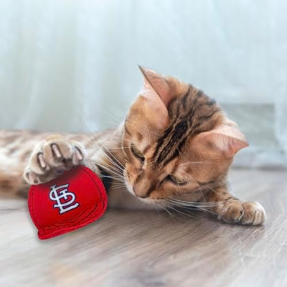 BEST PLUSH CAT TOY MLB ST LOUIS CARDINALS Complete Set of 3 piece Cat Toys filled with Fresh Catnip. Incl: 1 Baseball Cap Cat Toy, 1 Baseball Cat Toy with Feathers & 1 Beer Bottle. Beautiful Team LOGO - Image 2