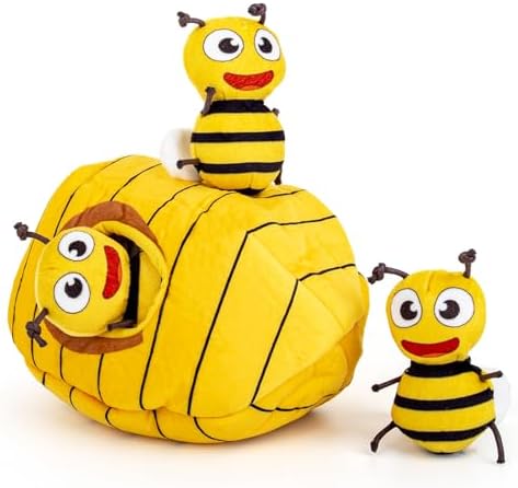 Hollypet Squeaky Hide and Seek Dog Toys for Small and Medium Dogs, Bees by Hollypet