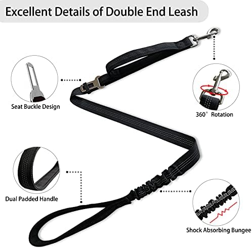 360° No Tangle Double Dog Leash, 2-in-1 Bungee Seatbelt Leash - Image 5