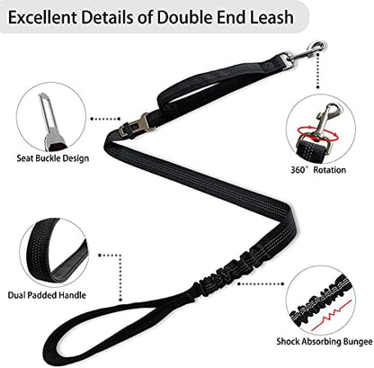 360° No Tangle Double Dog Leash, 2-in-1 Bungee Seatbelt Leash - Image 5