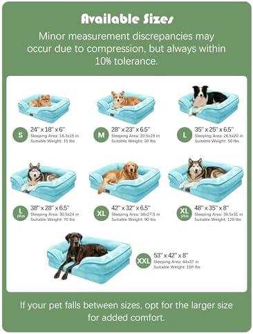 Spotted Play Orthopedic Dog Bed with Sides - Sofa Beds for Large Dogs, Supportive Foam Pet Couch Bed with Washable Removable Cover, Waterproof Lining and Non-Slip Bottom, Ice Blue - L - Image 7