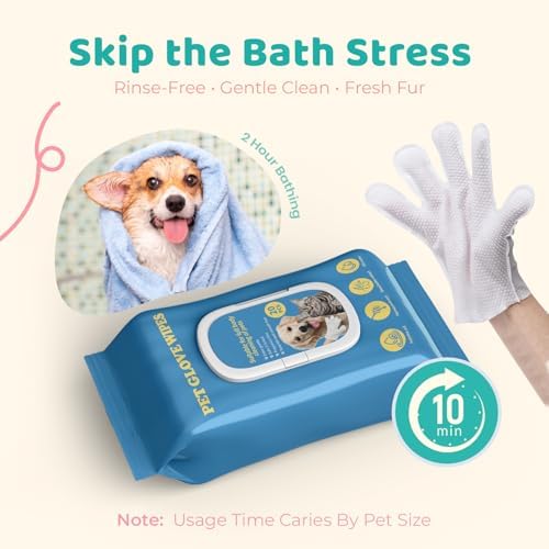 Pet Glove Wipes for Dogs & Cats with Coconut Scent, No Rinse Full Body Cleaning Large Gloves (9.84 x 9.05 inch), Gentle Grooming for Paws Face Ears Eyes Coat, Alcohol Free, 20 Pack - Image 2