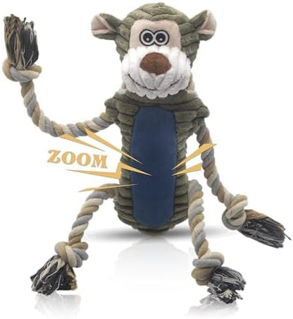 BUYPOW Funny Plush Dog Chew Toys, Squeaky Dog Toys, Interactive Tug of War Puppy Toys, Stuffed Dog Toys for Small, Medium and Large Dogs - Monkey by BUYPOW