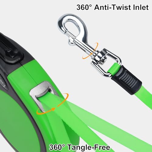 Taglory Retractable Dog Leash, One-Handed Brake, 16ft, Up to 44 lbs, Green - Image 5