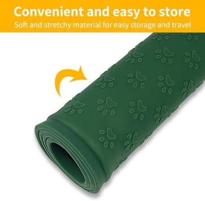 2 Pack Pet Placemat for Dog and Cat, Waterproof Silicone Pet Feeding Bowl Mats for Food and Water, Small Medium Large Dogs Mat Prevent Residues from Spilling to Floor, Hunter, 11.8"x11.8" - Image 6