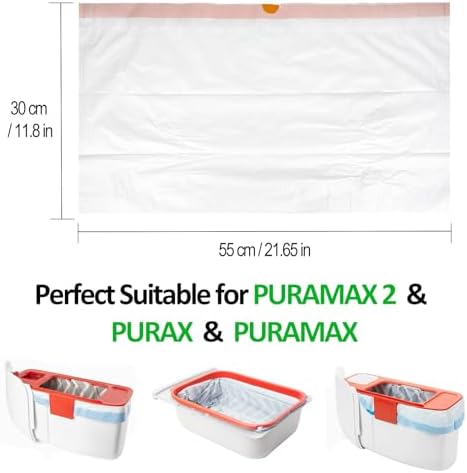 40 Count Drawstring Automatic Cat Litter Box Liner Bags, Disposable Heavy Duty Cat Litter Liners, Replaced Litter Box Bags Suit for PuraX PuraMax PuraMax2 - Image 3