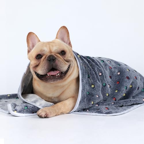 Luciphia 1 Pack 3 Blankets Super Soft Cute Dot Pattern Pet Blanket Flannel Throw for Dog Puppy Cat Medium(30x20), Grey - Image 5