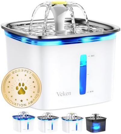 Veken Innovation Award Winner 95oz/2.8L Cat Water Fountain by Veken