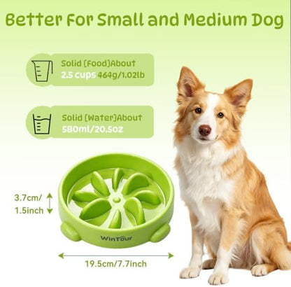 WinTour Slow Feeder Dog Bowls for Small Medium Pets, Round PP Dish, 1 Pack - Image 3