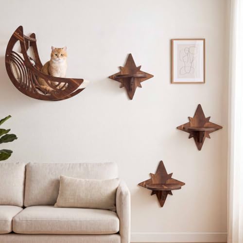Moon & Star Cat Wall Shelves, Modern Cat Wall Furniture for Indoor Cats - Image 2