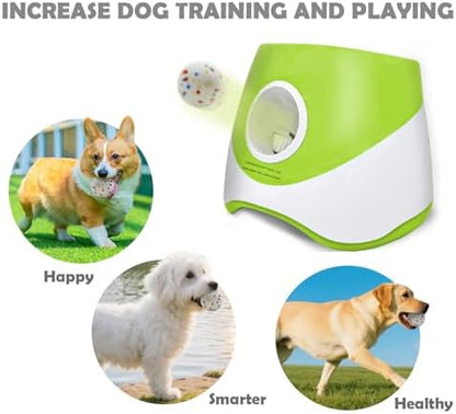 Automatic Dog Ball Launcher for Small to Medium Dogs, 2.2 Inch ETPU Dog Ball Thrower, 3 Distance Adjustable 19-39 Ft Interactive Dog Toy, Mental Stimulating Puppy Toy with 4 ETPU Balls (Light Green) - Image 2