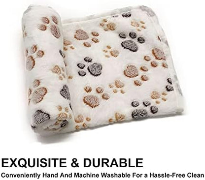 SORKUT 1 Pack 3 Puppy Dog Blankets Super Soft Warm Sleep Mat Fluffy Premium Fleece Pet Blanket Flannel Throw for Dog Puppy Cat - Paw Print Beige/Pink/Brown Small(23"x15") - Image 5