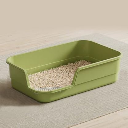 Extra Large Cat Litter Box with High Sides,Cats Boxes for Indoor Cats,Cat Litter Pan for Kitty,Litter Box with Low Entry,Easy to Clean,Anti-Splashing,23.6" x15.7" x5.9" (Green) by LoopTime