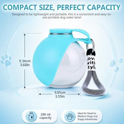2 in 1 Portable Dog Water Bottle Tumbler, 10oz Stainless Steel (Blue) - Image 3