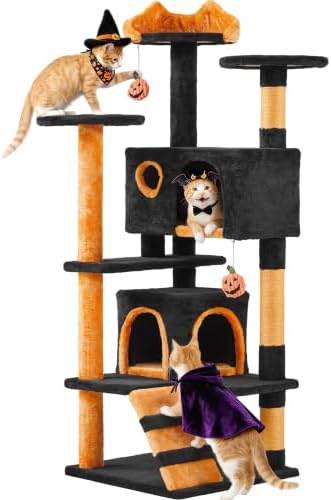 Yaheetech 54in Gothic Cat Tree, Multilevel Indoor Halloween Cat Tower by Yaheetech