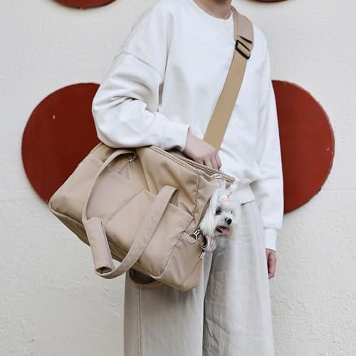 Pet Dog Casual Crossbody Bag, Hands-Free One Shoulder Soft Edged Pet Bag, Fully Open Sunroof Cover with Mesh Window and Large Front Pocket, Pet Carrier Purse for Small Dog Cat（Can Hold 10 Pounds） - Image 6