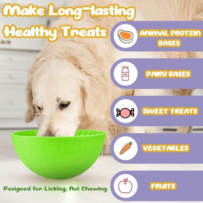 Patelai 2 Pcs Dog Lick Bowl, Slow Feeder Bowl for Dogs, Green, Purple, Bone - Image 3