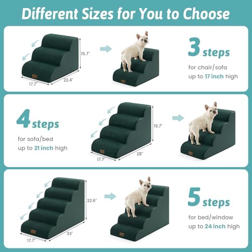 COZY KISS Wide Dog Stairs for Small Dog 19.7" H, 4 Step Pet Ramp for Bed - Image 2