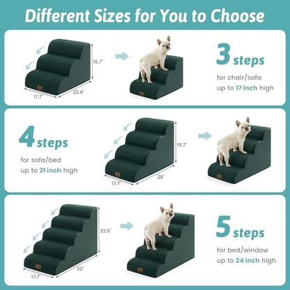COZY KISS Wide Dog Stairs for Small Dog 19.7" H, 4 Step Pet Ramp for Bed - Image 2