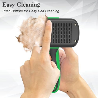 Dipoo Self Cleaning Deshedding Brush for Dogs & Cats - Skin Friendly Grooming Tool with Hair Removal for Haired Pets, Green - Image 3