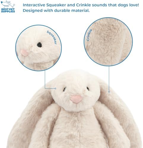 Best Pet Supplies Bunny Buddy Squeaky Plush Dog Toy - Beige, Medium - Image 3