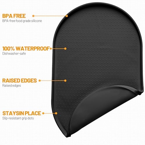 Hubulk 100% Waterproof Silicone Pet Feeding Mat with Raised Edge for Food and Water, Dog Bowl Mats, Cat Bowls Placemat with High Lip Protects Floor for Cats and Dogs (Black, 32" L x 24" W) - Image 2