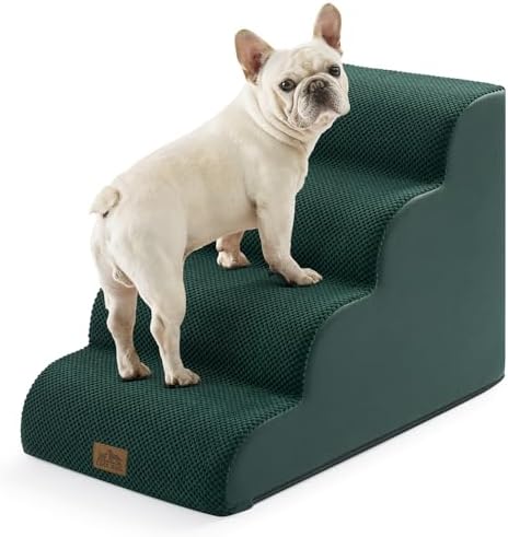 COZY KISS Wide Dog Stairs for Small Dog 19.7" H, 4 Step Pet Ramp for Bed by COZYKISS