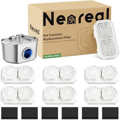 Neareal Official 6-Pack Replacement Filters for 74oz/2.2L Pet Fountain by Neareal