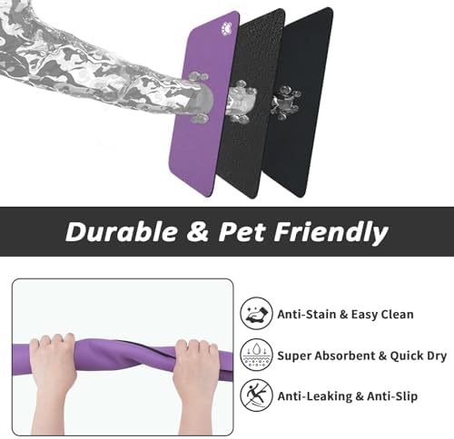 HotLive Dog Food Mat - Absorbent Cat Mat for Food and Water, No Stains Pet Feeding Bowl Mat, Easy to Clean Pet Placemats, Quick Dry Dog Water Dispenser Mat for Messy Drinkers | Paw Purple 18"x34" - Image 6