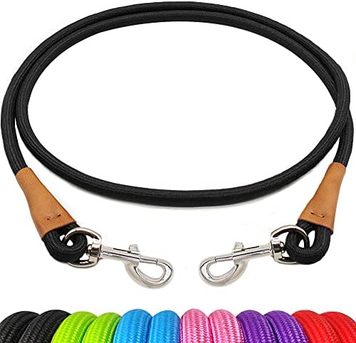 6 Foot Dog Tie Out Rope Leash, Training Tie Down Nylon Dog Tether for Camping, Indoor, Outdoor and Front Yard (1/2" x 6ft, Black) by YUCFOREN